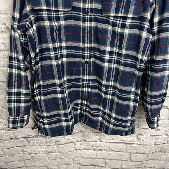 LL Bean Men's Fleece-Lined Flannel Shirt Traditional Fit large blue plaid - Picture 4 of 7